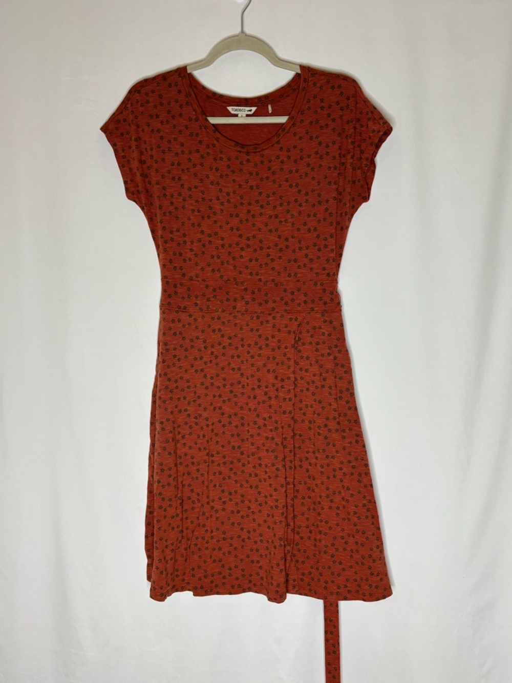 Toad&Co Rust Floral Wrap-Style Mini Dress